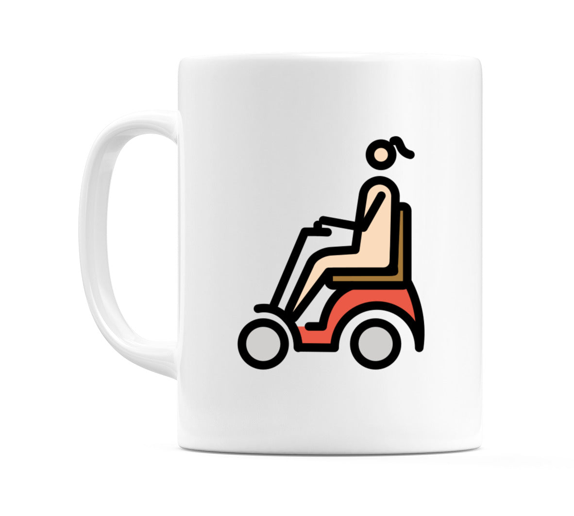 Female In Motorized Wheelchair: Light Skin Tone Emoji Mug