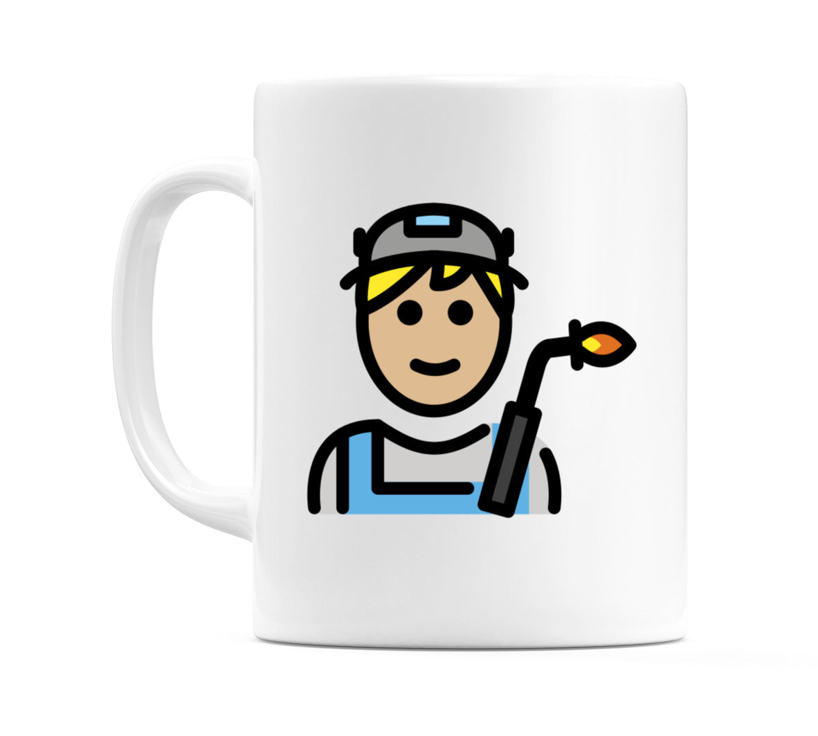 Male Factory Worker: Medium-Light Skin Tone Emoji Mug