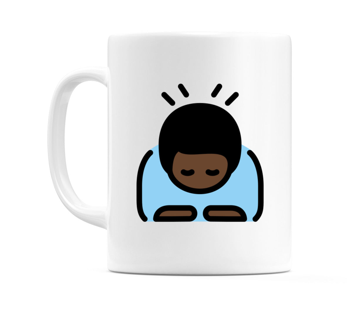 Male Bowing: Dark Skin Tone Emoji Mug