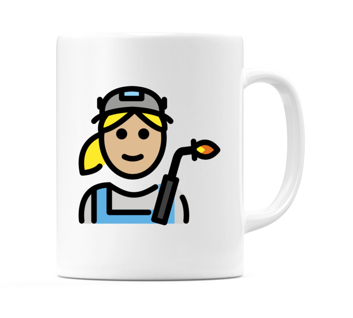 Female Factory Worker: Medium-Light Skin Tone Emoji Mug