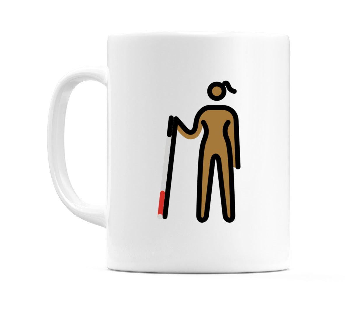 Female With Probing Cane: Medium-Dark Skin Tone Emoji Mug