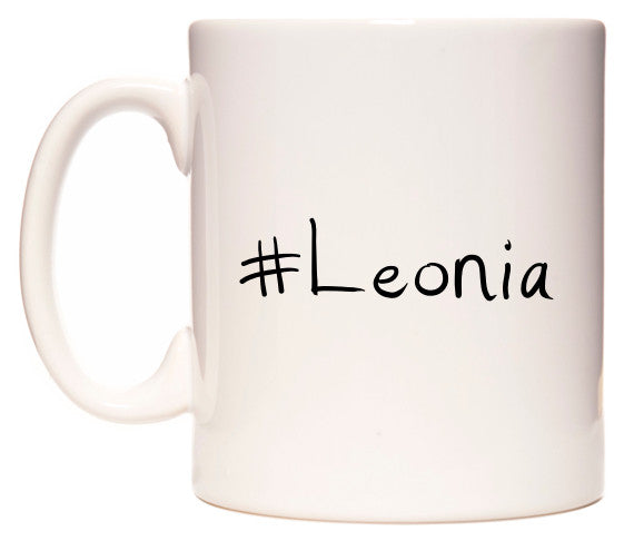 This mug features #Leonia