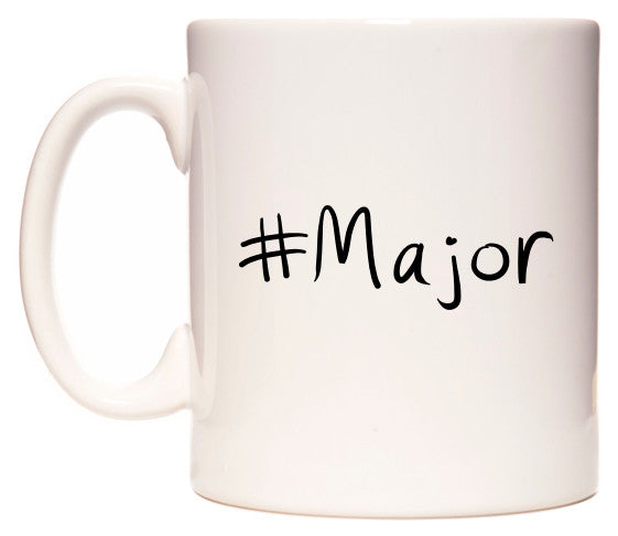 This mug features #Major