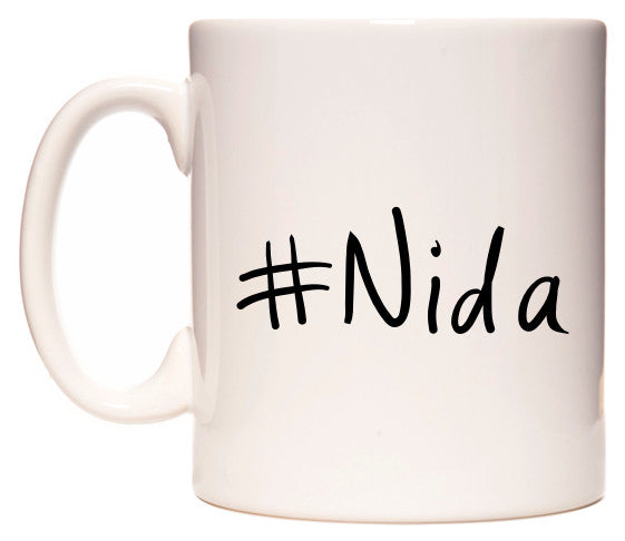 This mug features #Nida