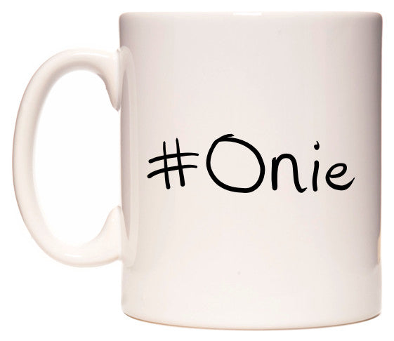 This mug features #Onie