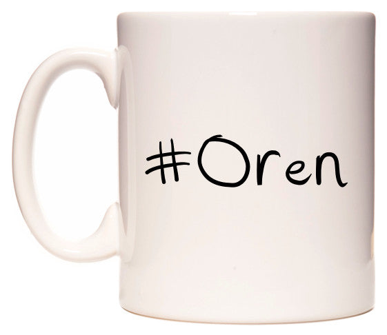 This mug features #Oren