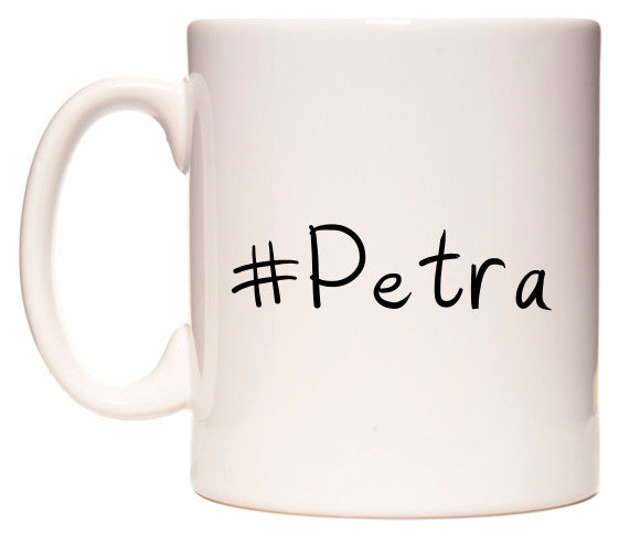 This mug features #Petra