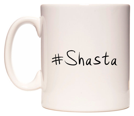 This mug features #Shasta