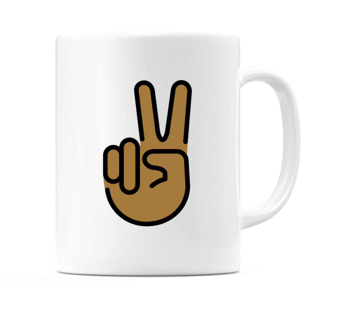 Victory Hand: Medium-Dark Skin Tone Emoji Mug