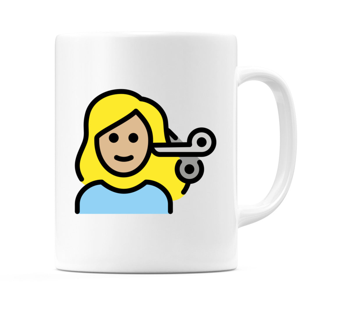 Female Getting Haircut: Medium-Light Skin Tone Emoji Mug