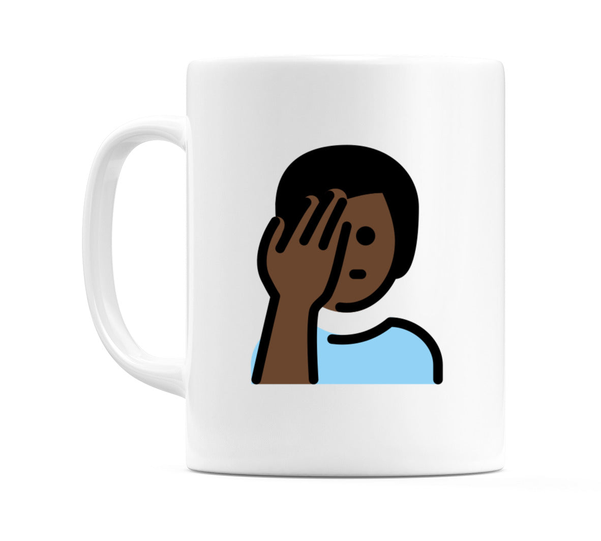 Male Facepalming: Dark Skin Tone Emoji Mug