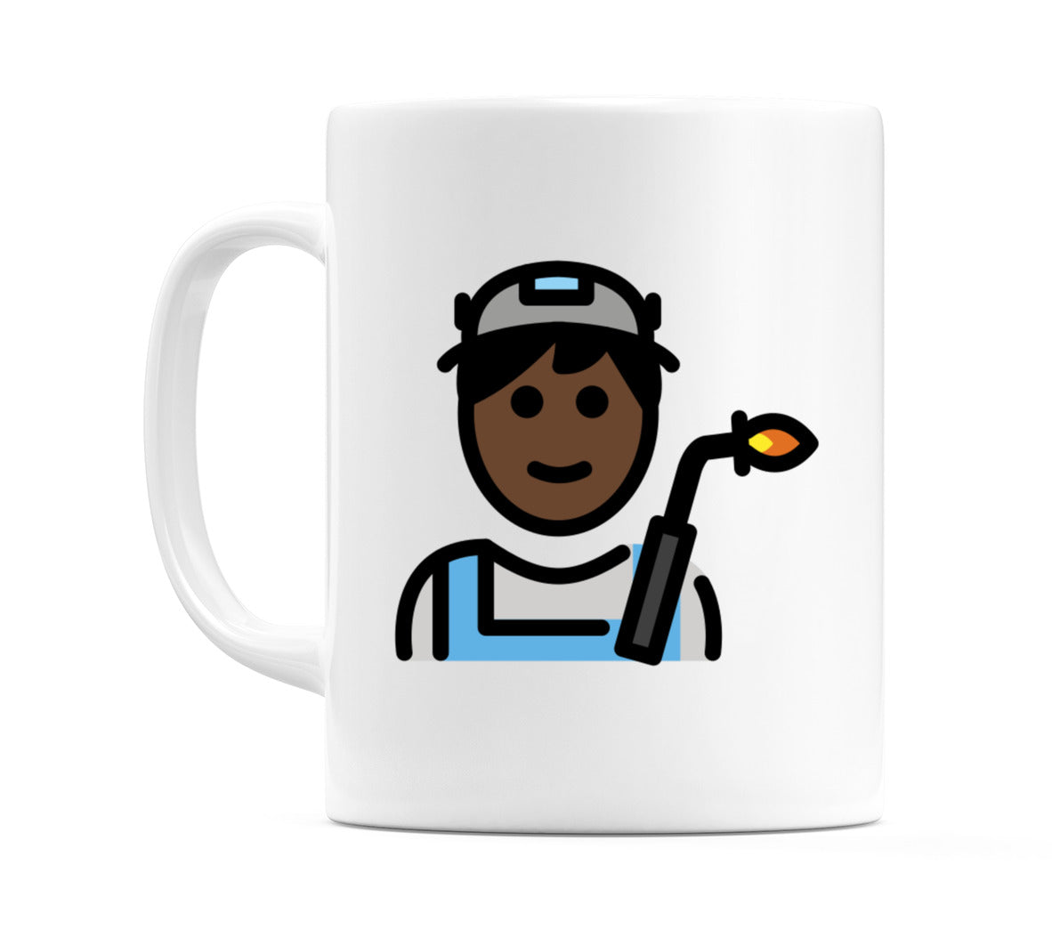 Male Factory Worker: Dark Skin Tone Emoji Mug