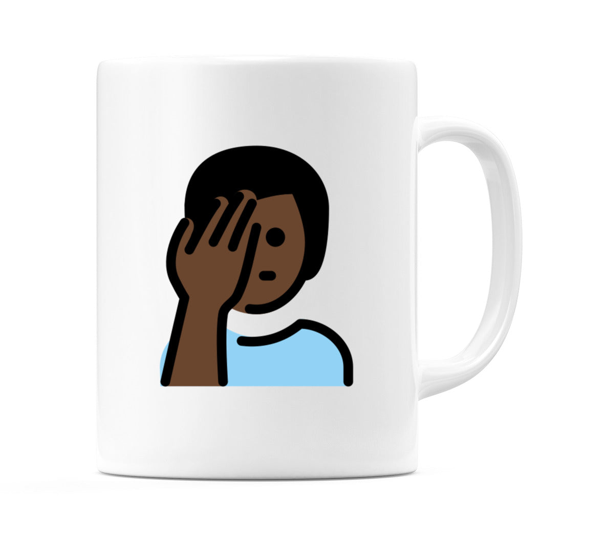 Male Facepalming: Dark Skin Tone Emoji Mug