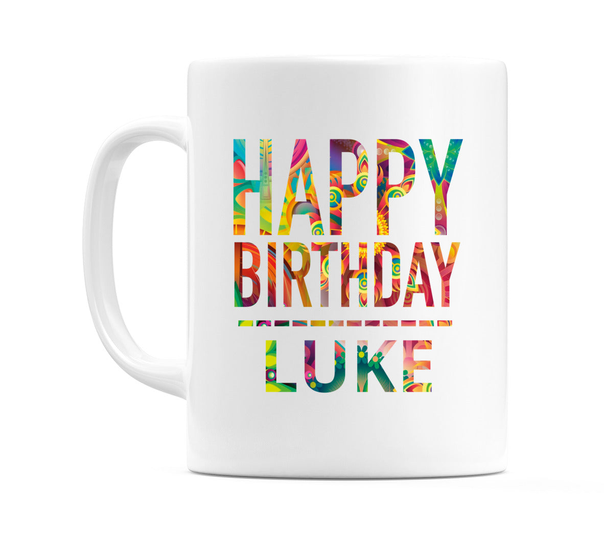 Happy Birthday Luke (Tie Dye Effect) Mug Cup by WeDoMugs