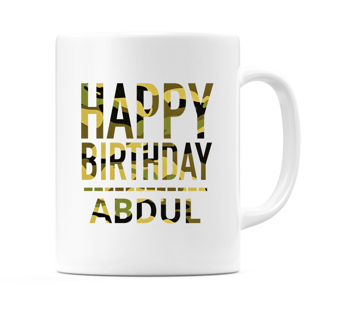 Happy Birthday Abdul (Camo) Mug Cup by WeDoMugs