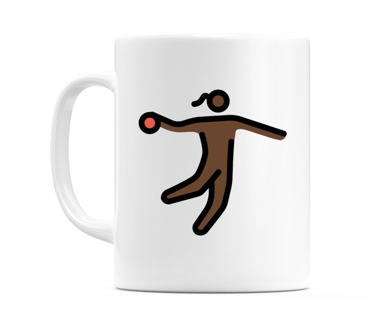Female Playing Handball: Dark Skin Tone Emoji Mug