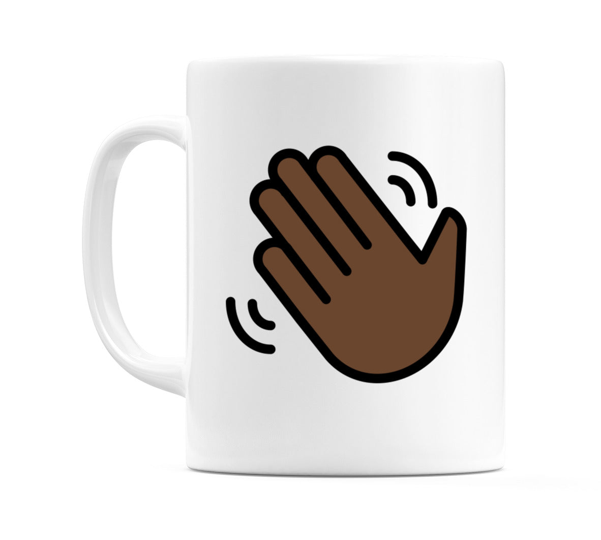 Waving Hand: Dark Skin Tone Emoji Mug