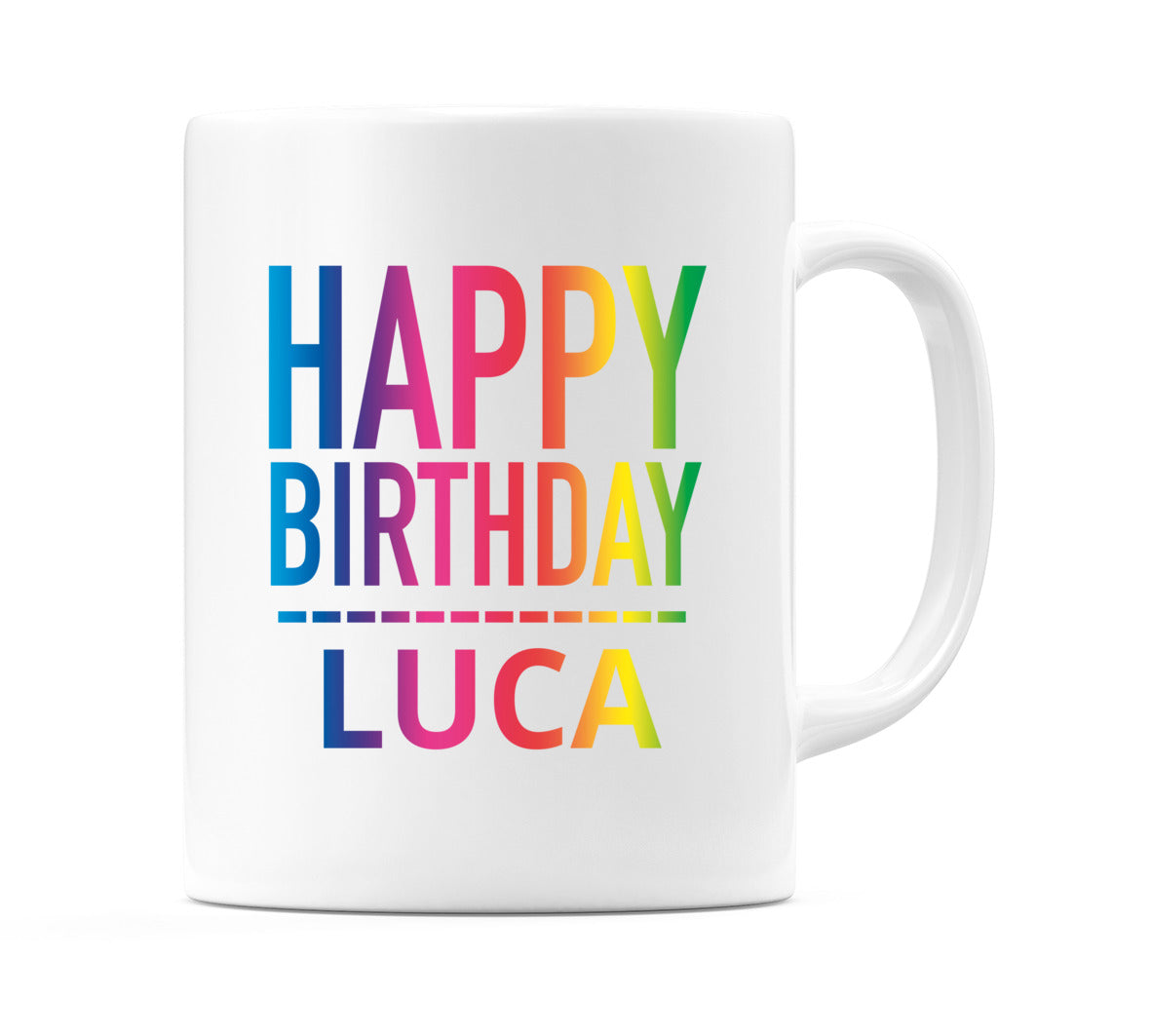Happy Birthday Luca (Rainbow) Mug Cup by WeDoMugs