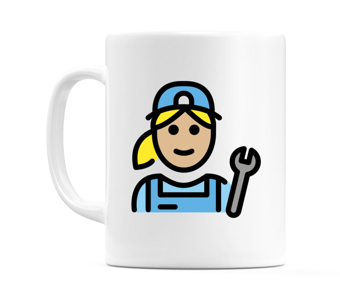 Female Mechanic: Medium-Light Skin Tone Emoji Mug