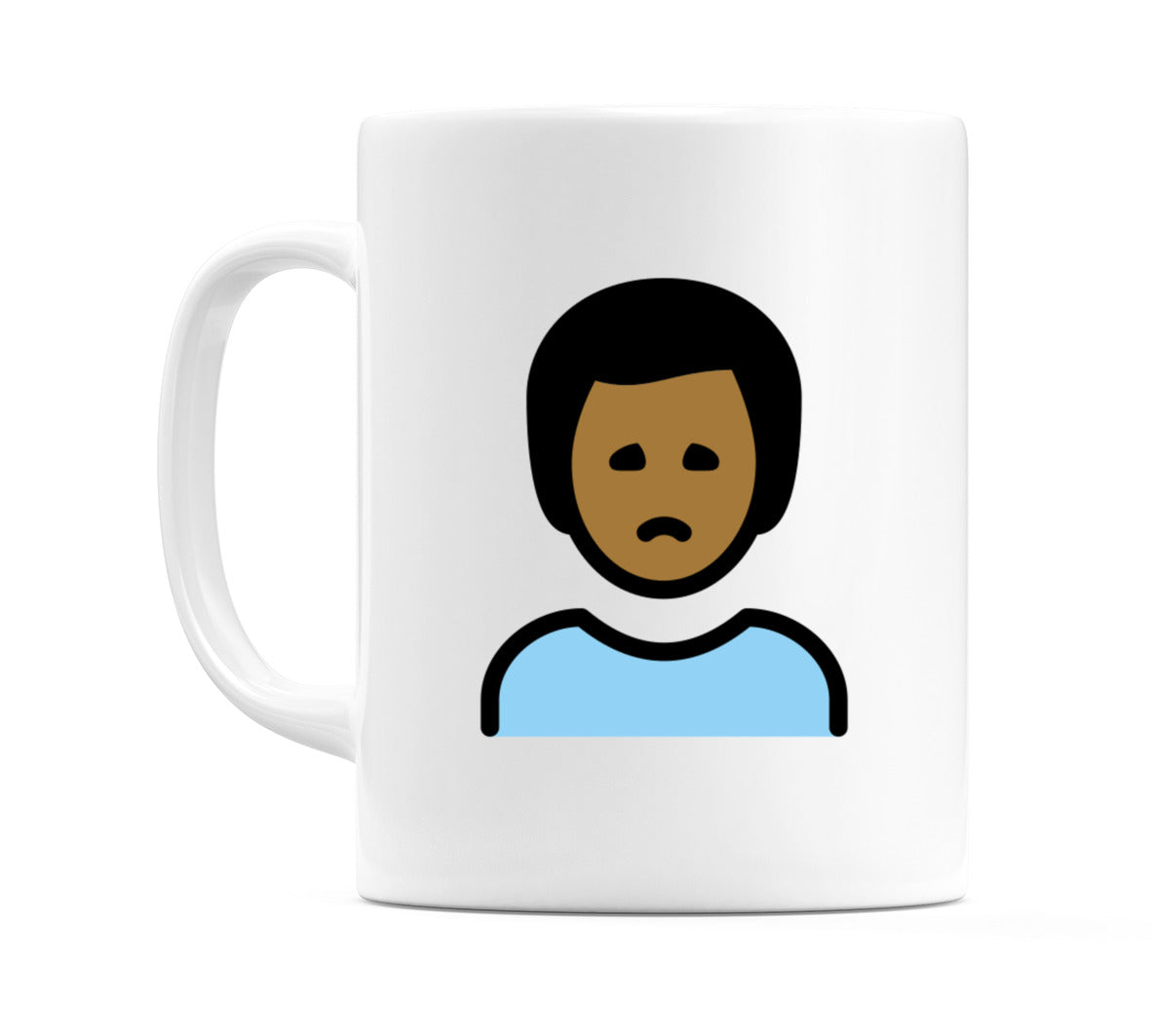 Male Frowning: Medium-Dark Skin Tone Emoji Mug