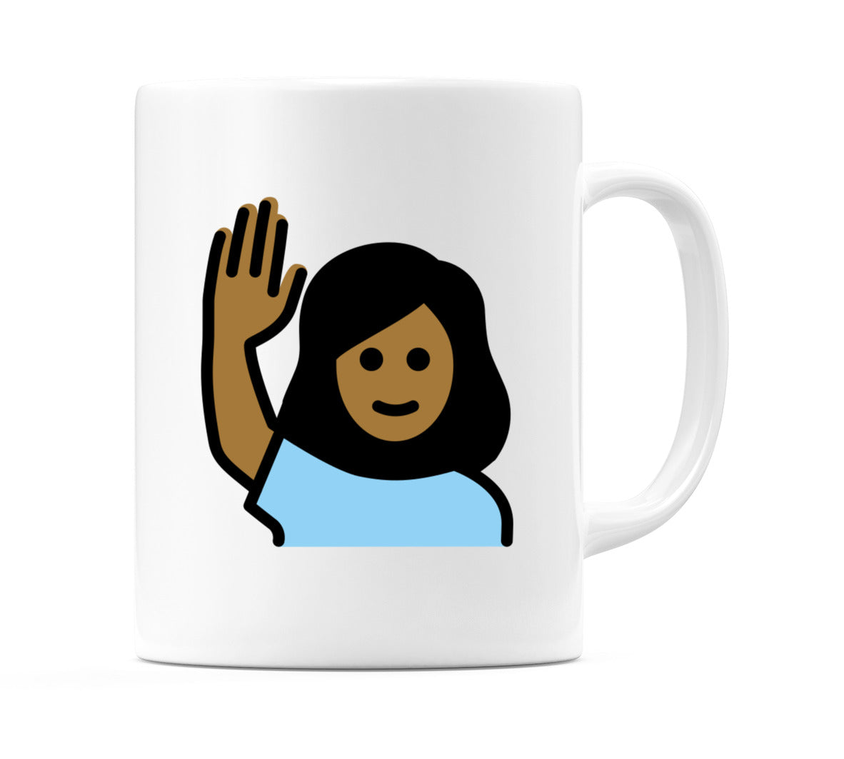 Female Raising Hand: Medium-Dark Skin Tone Emoji Mug
