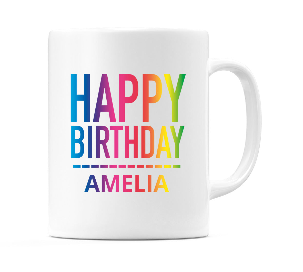 Happy Birthday Amelia (Rainbow) Mug Cup by WeDoMugs