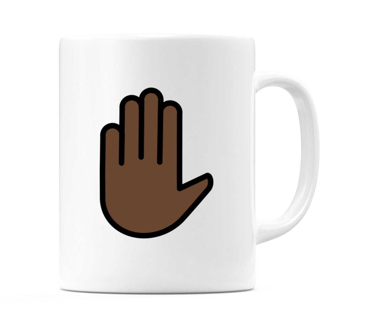 Raised Hand: Dark Skin Tone Emoji Mug