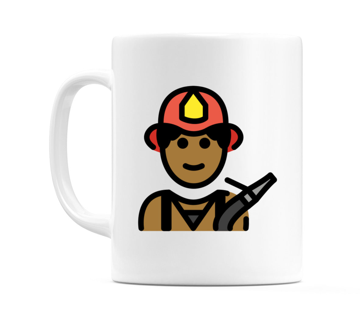 Male Firefighter: Medium-Dark Skin Tone Emoji Mug
