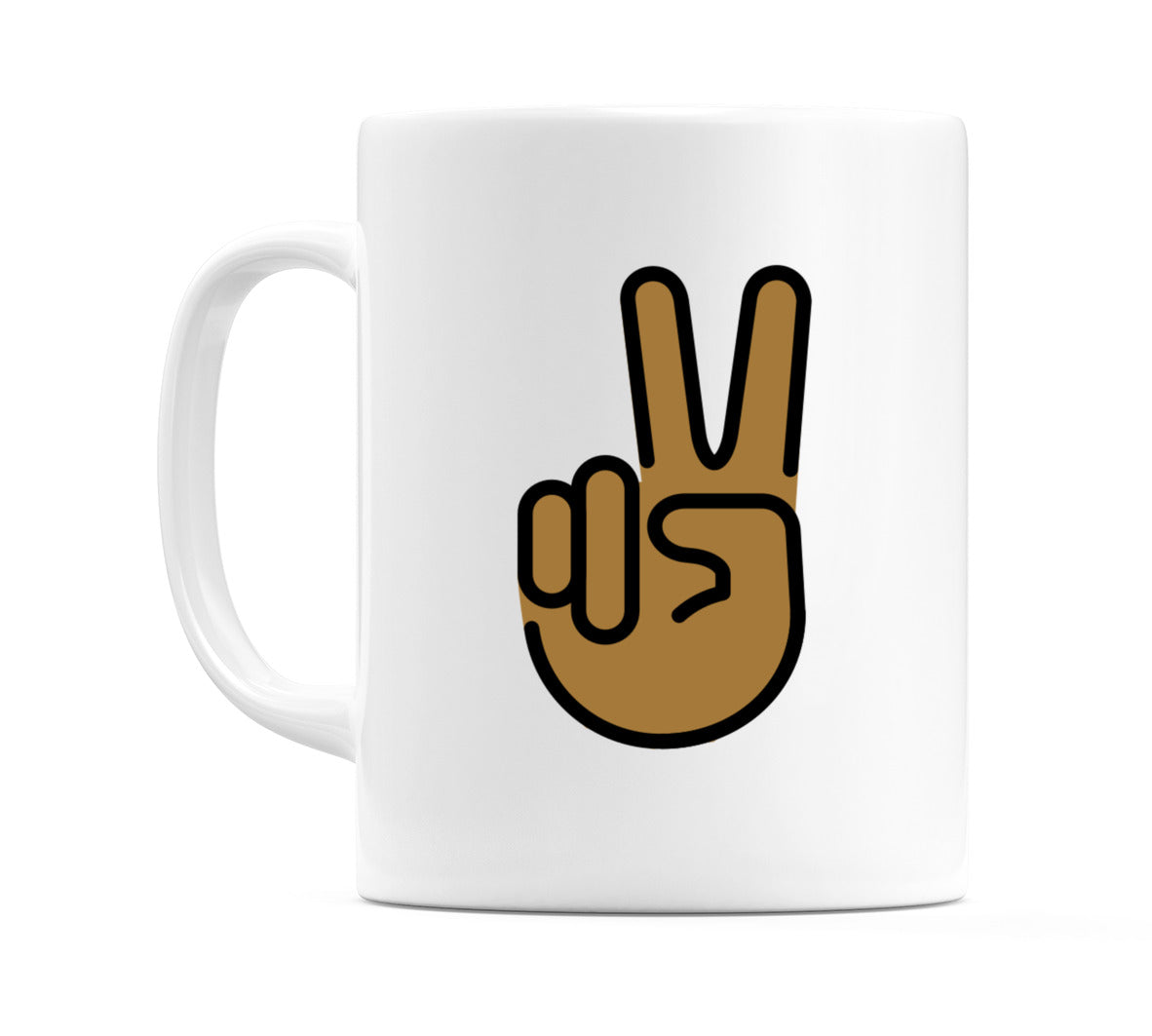 Victory Hand: Medium-Dark Skin Tone Emoji Mug