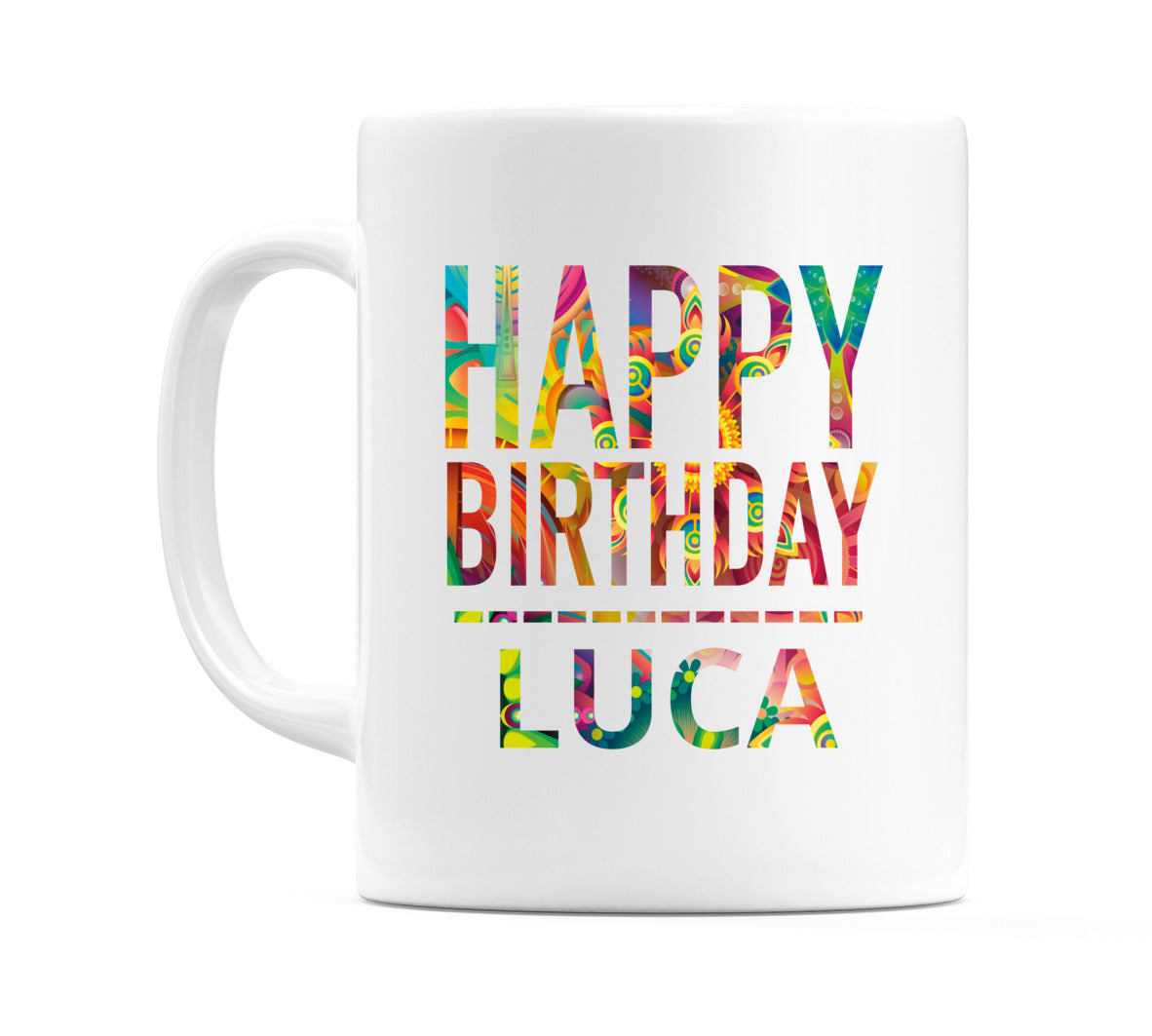 Happy Birthday Luca (Tie Dye Effect) Mug Cup by WeDoMugs