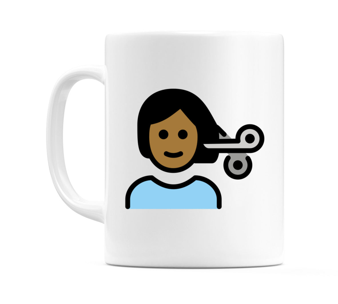 Person Getting Haircut: Medium-Dark Skin Tone Emoji Mug