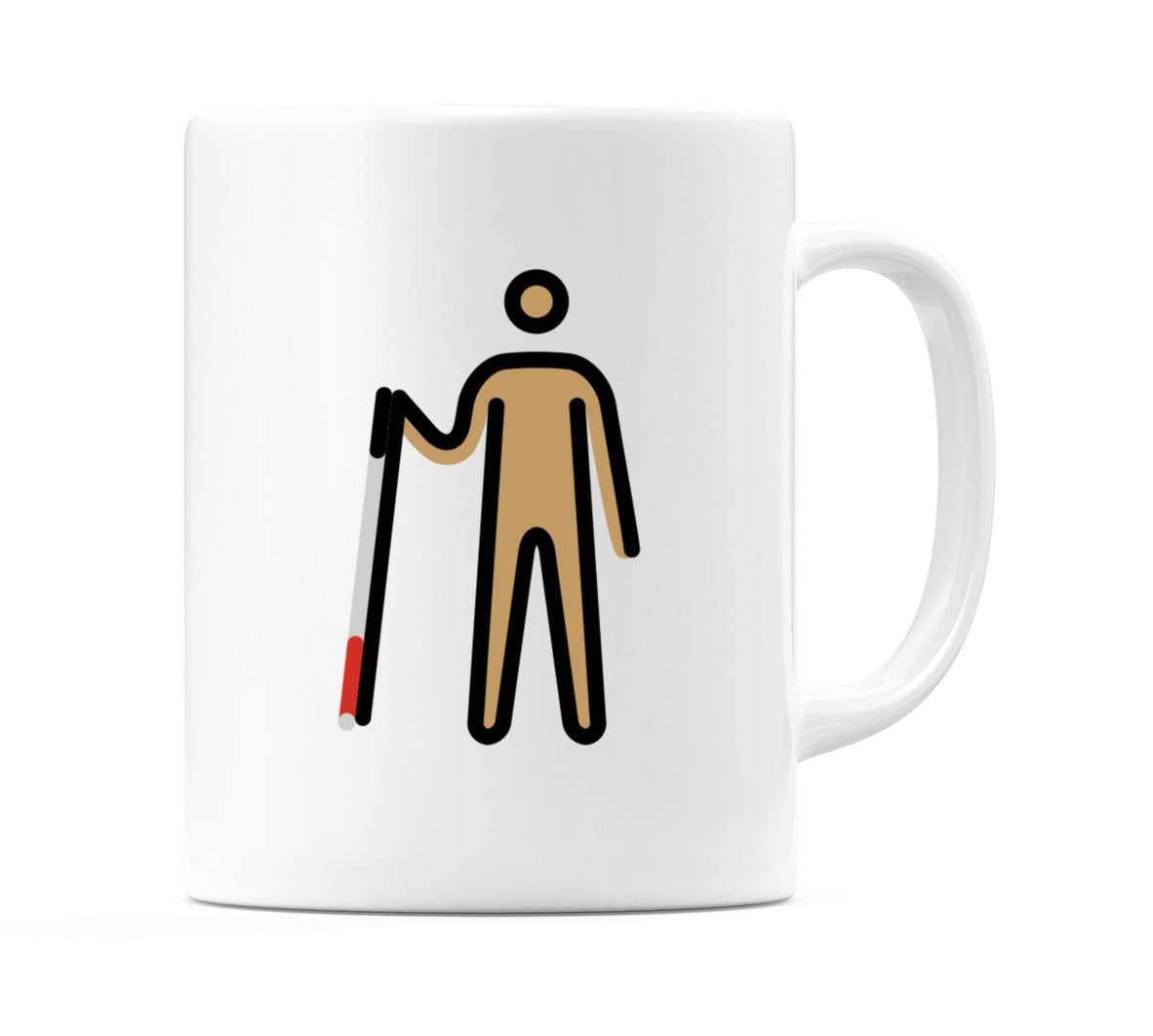 Male With Probing Cane: Medium Skin Tone Emoji Mug