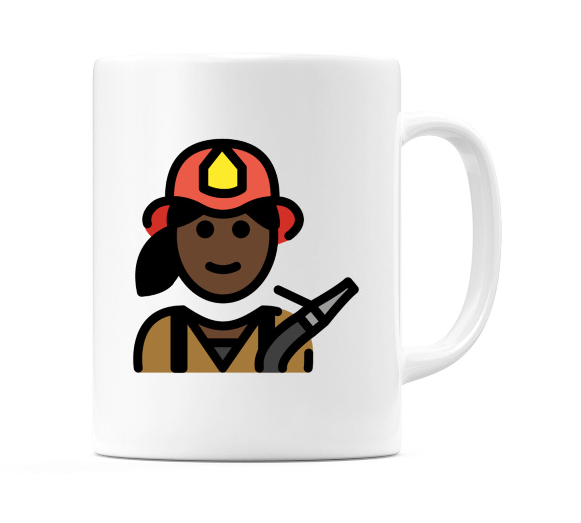 Female Firefighter: Dark Skin Tone Emoji Mug