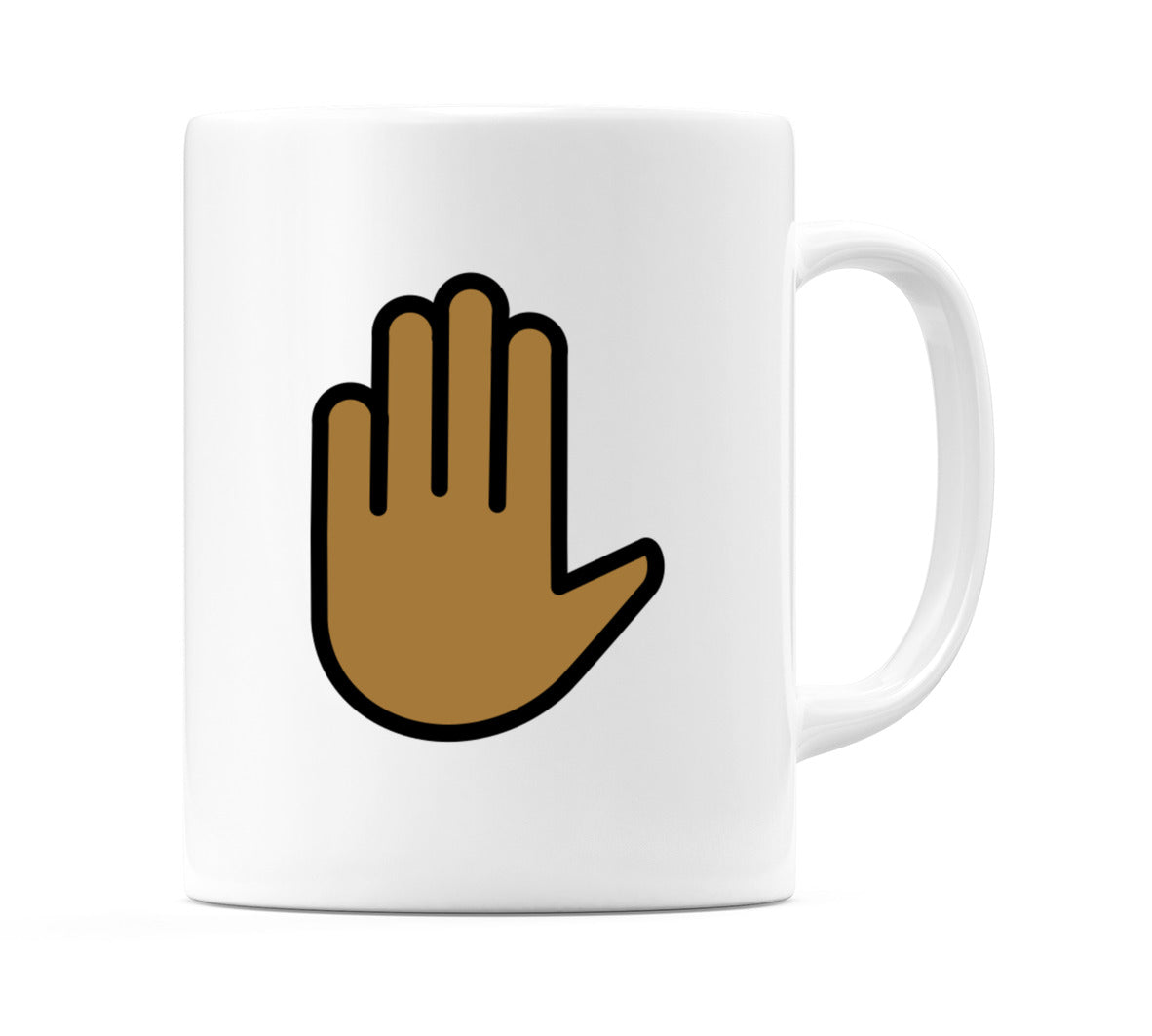 Raised Hand: Medium-Dark Skin Tone Emoji Mug
