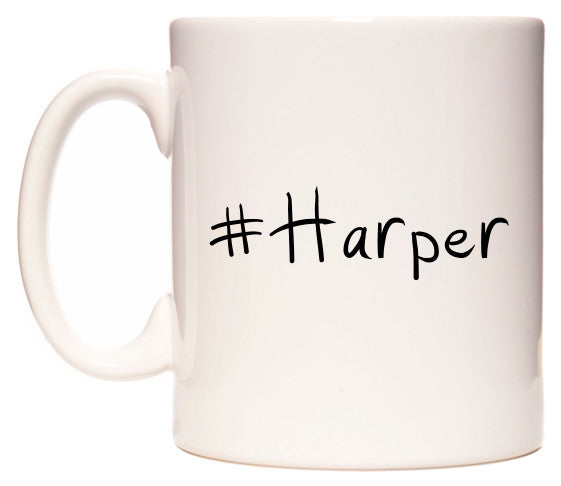 This mug features #Harper