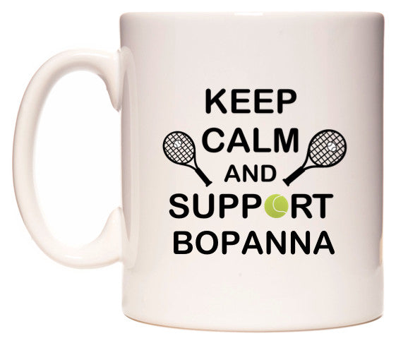 This mug features Keep Calm And Support Bopanna
