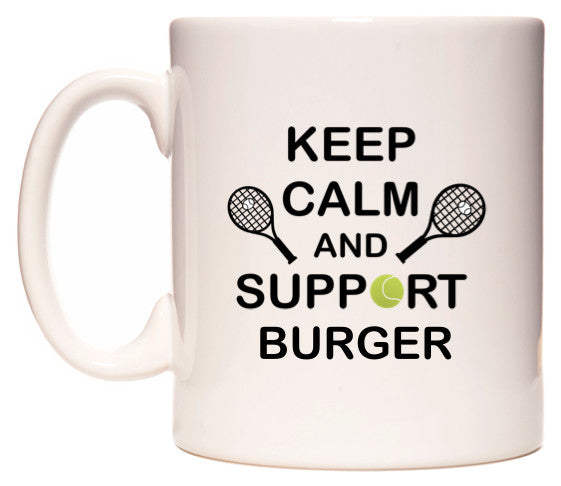 This mug features Keep Calm And Support Burger