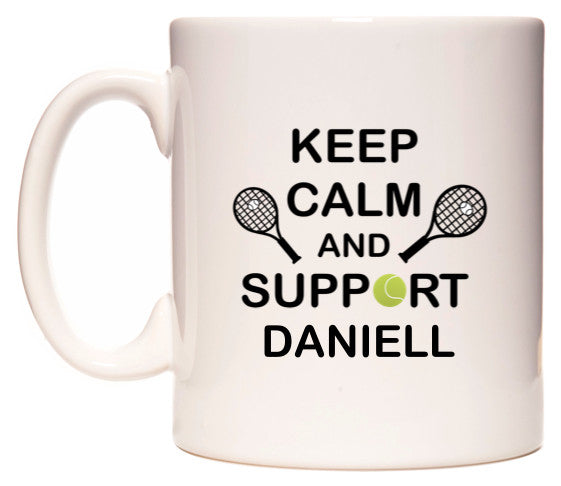 This mug features Keep Calm And Support Daniell