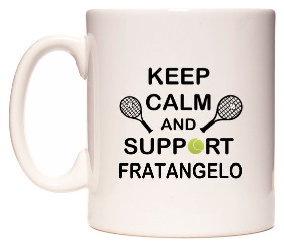 This mug features Keep Calm And Support Fratangelo