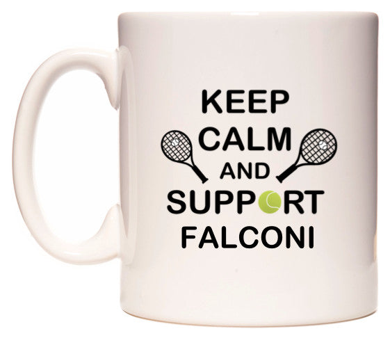 This mug features Keep Calm And Support Falconi