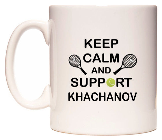 This mug features Keep Calm And Support Khachanov