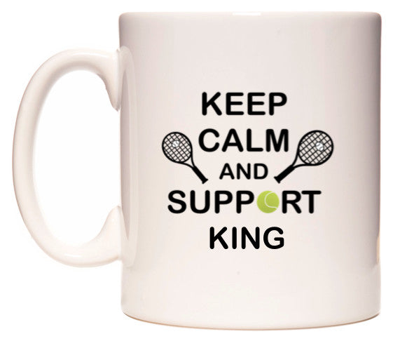 This mug features Keep Calm And Support King