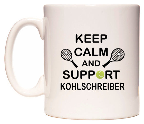 This mug features Keep Calm And Support Kohlschreiber