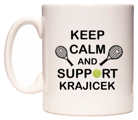 This mug features Keep Calm And Support Krajicek
