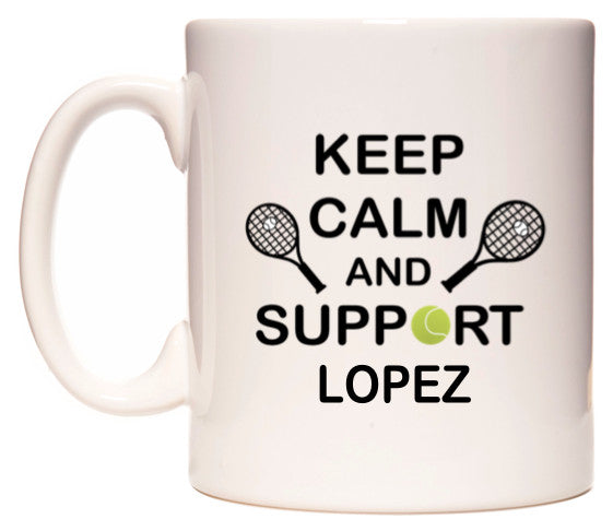 This mug features Keep Calm And Support Lopez
