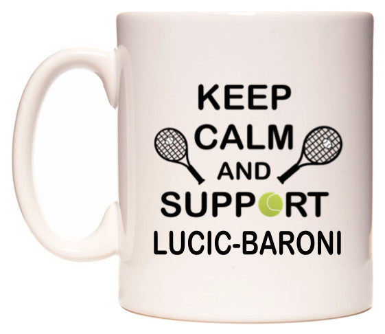 This mug features Keep Calm And Support Lucic-Baroni