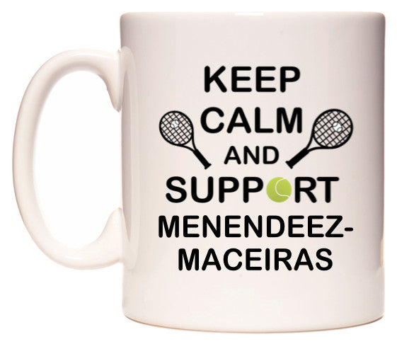 This mug features Keep Calm And Support Menendez-Maceiras