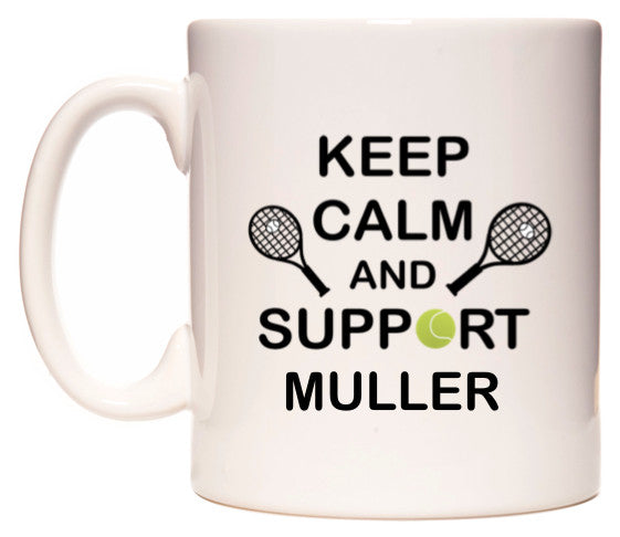 This mug features Keep Calm And Support Muller