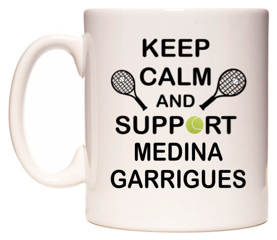 This mug features Keep Calm And Support Medina Garrigues