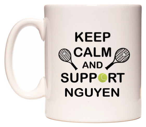 This mug features Keep Calm And Support Nguyen